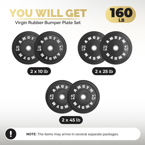 2 Inch Bumper Plates, 10-650Lbs, Barbell Rubber Olympic Weight Plates Set for Home Gym, Strength Training & Weight Lifting, Multiple Options Colors