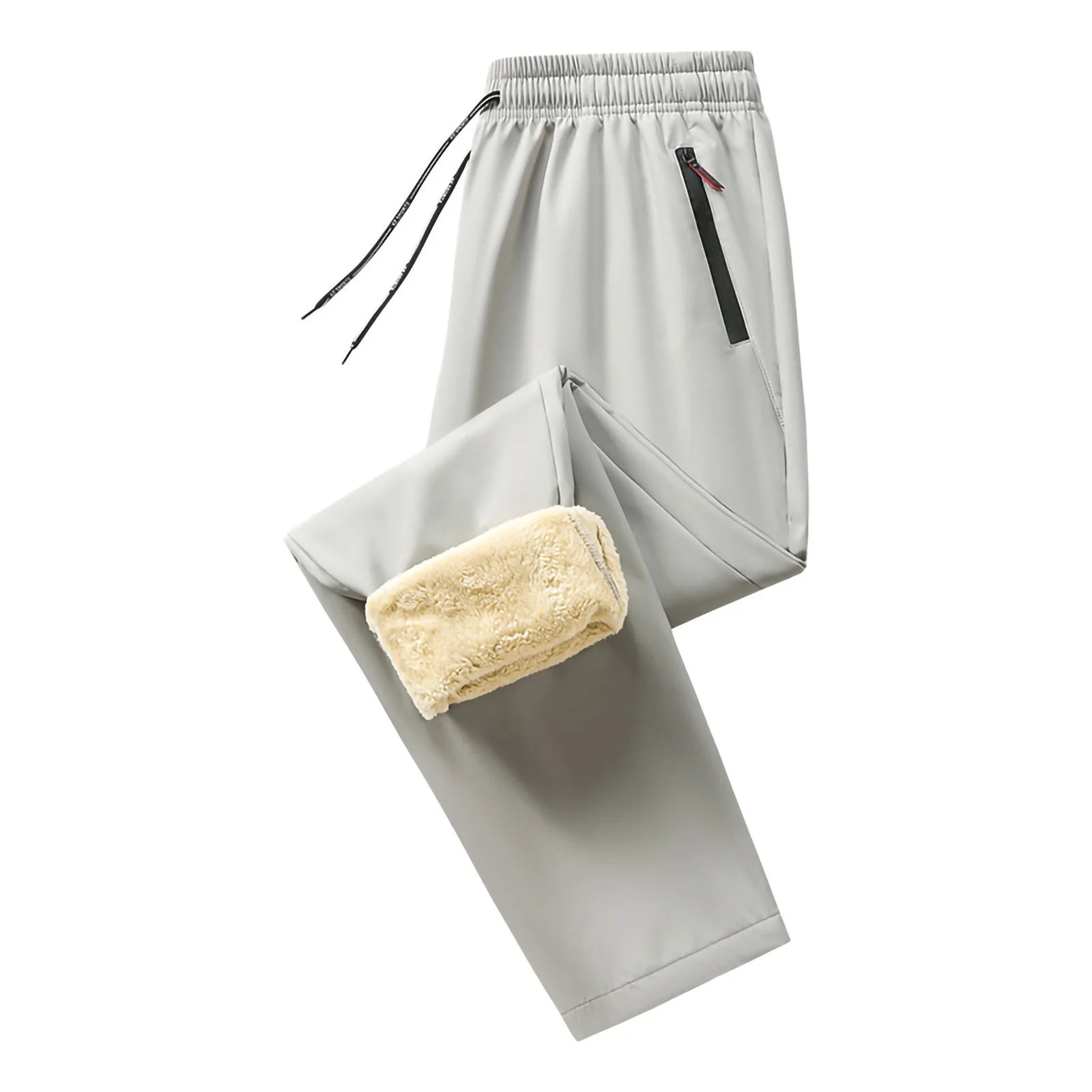 Fleece Lined Pants for Men Warm Sherpa Lined Thermal Pants Drawstring Elastic Waist Straight Leg Pants Solid Lounge Pants with Pocket