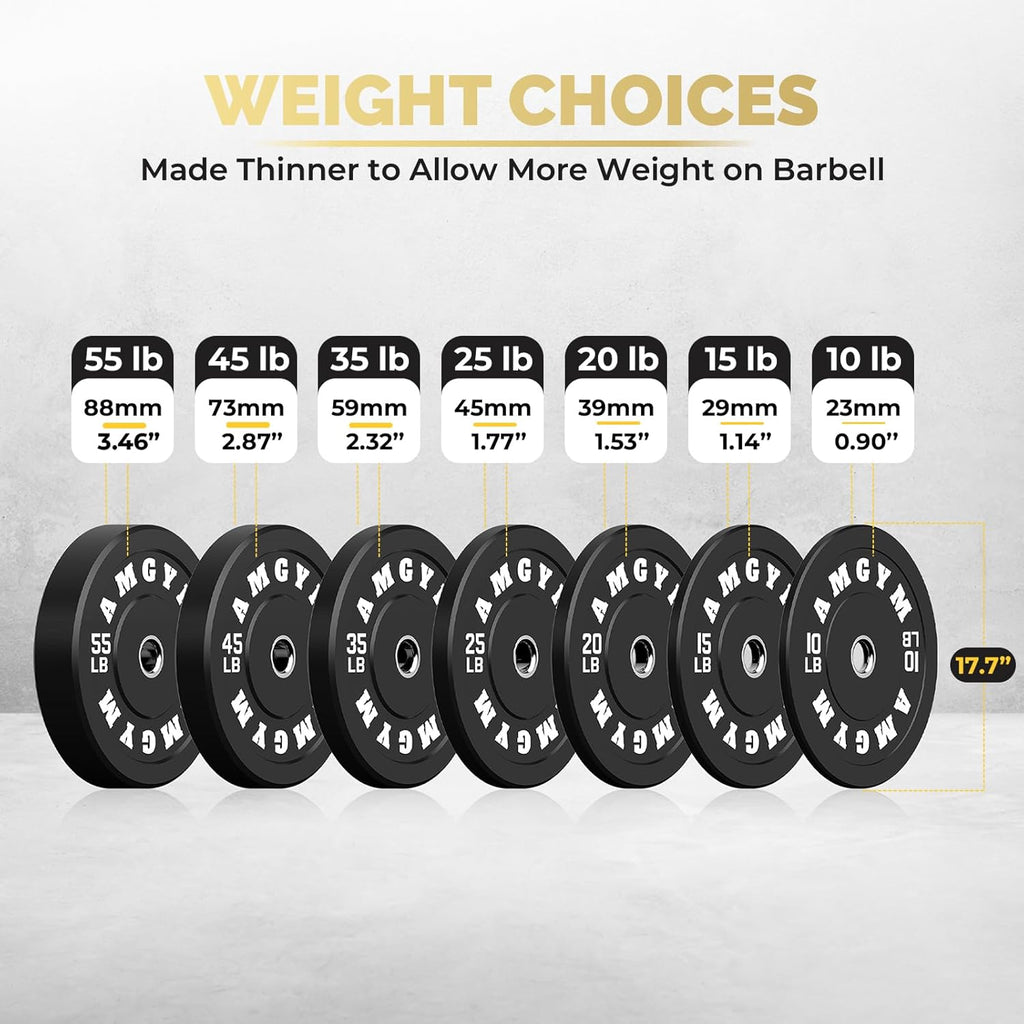 2 Inch Bumper Plates, 10-650Lbs, Barbell Rubber Olympic Weight Plates Set for Home Gym, Strength Training & Weight Lifting, Multiple Options Colors