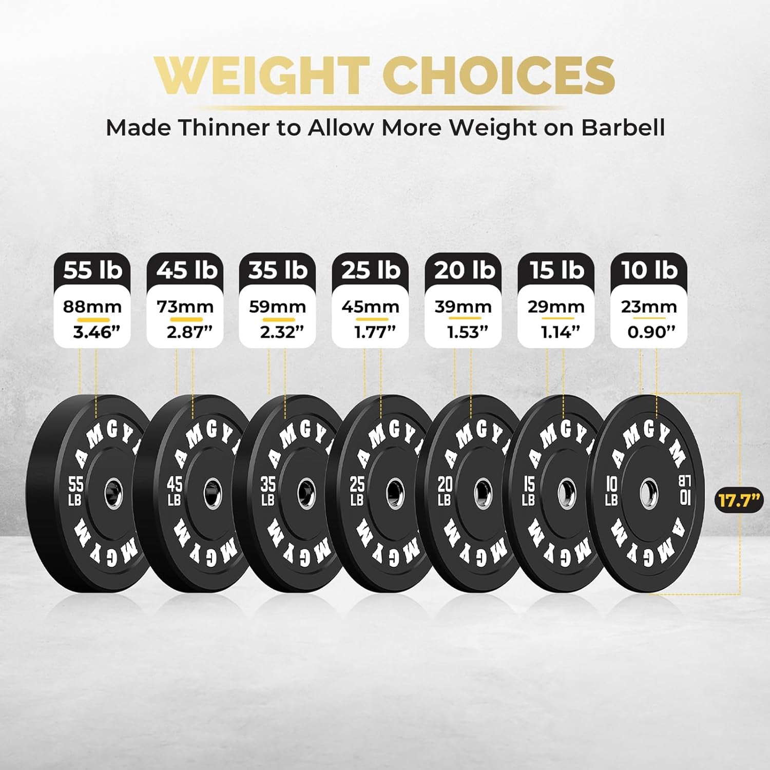 2 Inch Bumper Plates, 10-650Lbs, Barbell Rubber Olympic Weight Plates Set for Home Gym, Strength Training & Weight Lifting, Multiple Options Colors