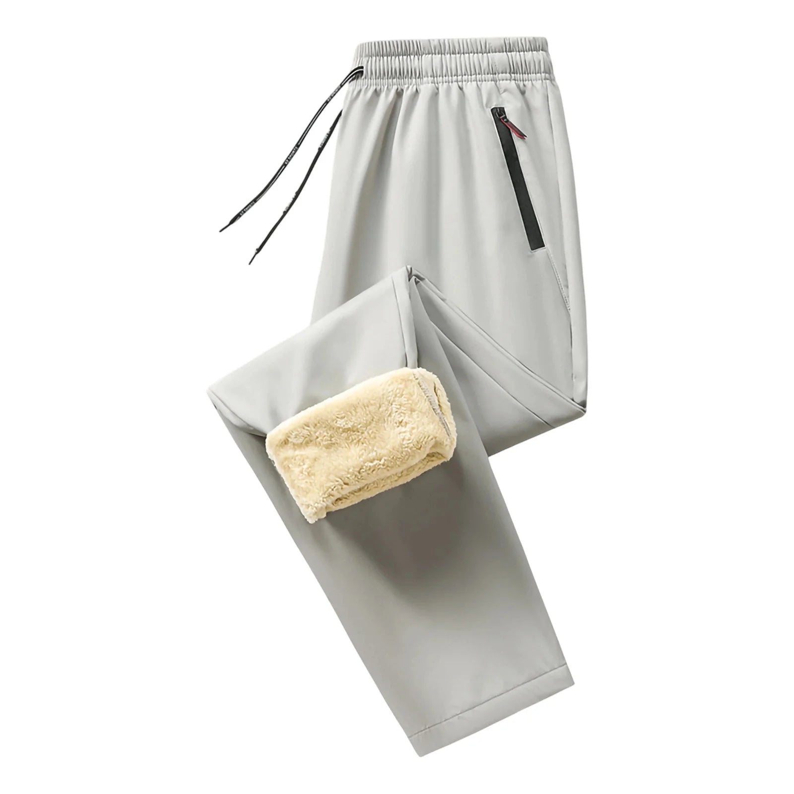 Fleece Lined Pants for Men Warm Sherpa Lined Thermal Pants Drawstring Elastic Waist Straight Leg Pants Solid Lounge Pants with Pocket